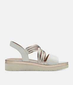 Tamaris Dressy Ivory Criss Cross Wedge Sandals