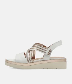 Tamaris Dressy Ivory Criss Cross Wedge Sandals