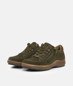 Tamaris Low Top Khaki Green Comfort Trainers