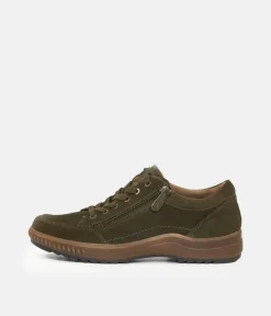 Tamaris Low Top Khaki Green Comfort Trainers