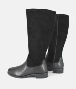 Tamaris Premium Black Suede/Leather Long Boots
