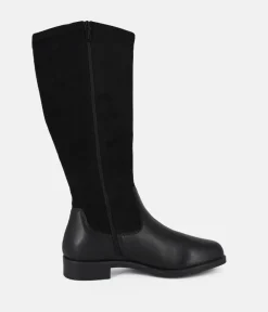 Tamaris Premium Black Suede/Leather Long Boots
