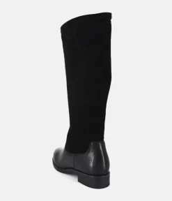 Tamaris Premium Black Suede/Leather Long Boots