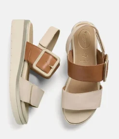 Tamaris Stylish Beige Combi Wedge Sandals