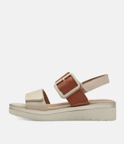 Tamaris Stylish Beige Combi Wedge Sandals
