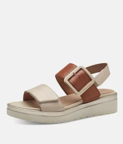 Tamaris Stylish Beige Combi Wedge Sandals