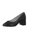 Tamaris Stylish Black Leather Block Heels