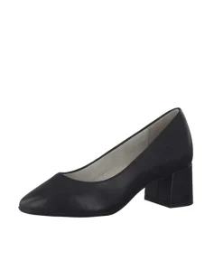 Tamaris Stylish Black Leather Block Heels