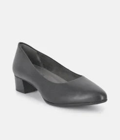 Tamaris Stylish Black Leather Block Heels