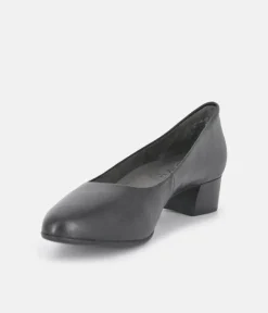 Tamaris Stylish Black Leather Block Heels