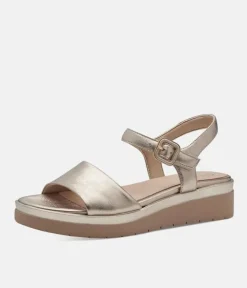 Tamaris Stylish Gold Wedge Sandals