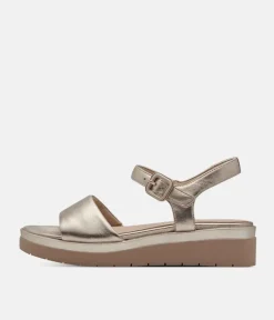 Tamaris Stylish Gold Wedge Sandals