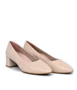 Tamaris Stylish Ivory Leather Block Heels