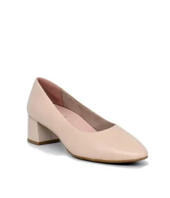 Tamaris Stylish Ivory Leather Block Heels