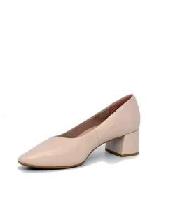 Tamaris Stylish Ivory Leather Block Heels