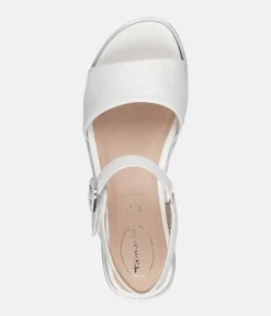 Tamaris Stylish White Combi Wedge Sandals