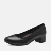 Tamaris Versatile Black Leather Wide Fit Court Shoes