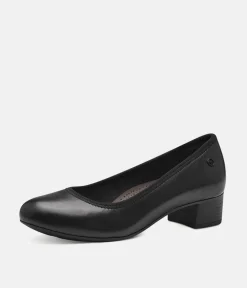 Tamaris Versatile Black Leather Wide Fit Court Shoes