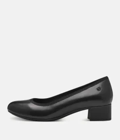 Tamaris Versatile Black Leather Wide Fit Court Shoes