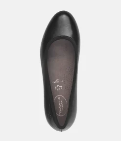 Tamaris Versatile Black Leather Wide Fit Court Shoes