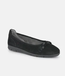 Tamaris Versatile Black Suede Round Toe Flats