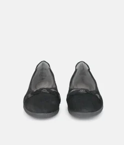 Tamaris Versatile Black Suede Round Toe Flats