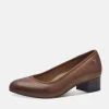 Tamaris Versatile Brown Leather Wide Fit Court Shoes