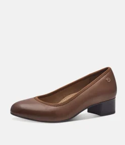 Tamaris Versatile Brown Leather Wide Fit Court Shoes