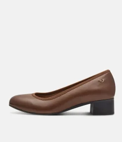 Tamaris Versatile Brown Leather Wide Fit Court Shoes
