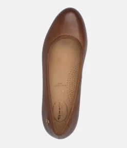 Tamaris Versatile Brown Leather Wide Fit Court Shoes