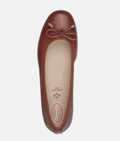 Tamaris Versatile Cognac Leather Ballet Flats