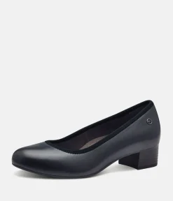 Tamaris Versatile Wide Fit Navy Leather Court Shoes
