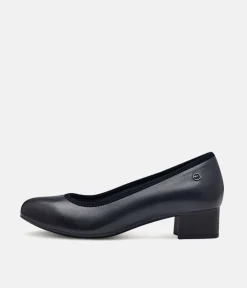 Tamaris Versatile Wide Fit Navy Leather Court Shoes