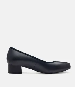 Tamaris Versatile Wide Fit Navy Leather Court Shoes
