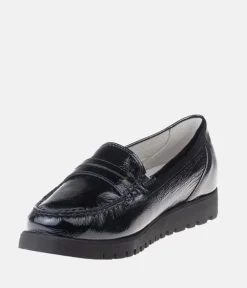 Trendy Black Patent Wide Fitting Loafers