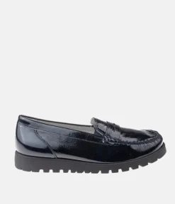 Trendy Black Patent Wide Fitting Loafers