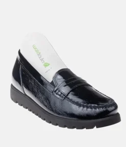 Trendy Black Patent Wide Fitting Loafers