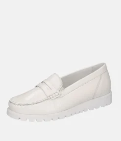 Trendy Off White Patent Wide Fitting Loafers