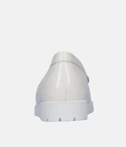 Trendy Off White Patent Wide Fitting Loafers