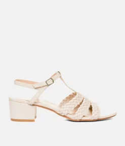 Versatile Beige Low Heel Braided Sandals