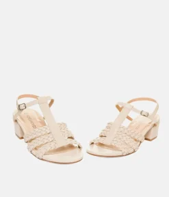 Versatile Beige Low Heel Braided Sandals