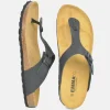Versatile Black Leather Thong Sandal