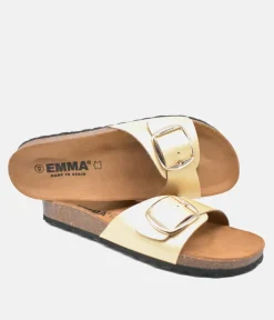 Versatile Chic Gold Leather Slides