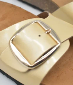 Versatile Chic Gold Leather Slides