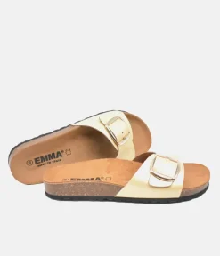 Versatile Chic Gold Leather Slides