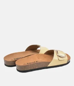 Versatile Chic Gold Leather Slides