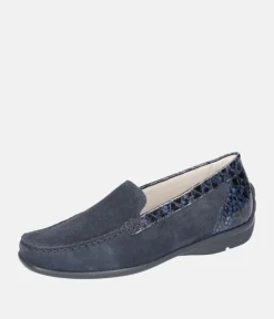 Waldlaufer Classic Navy Blue Suede Loafers