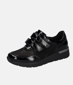 Waldlaufer Fashionable Black Double Strap Sneakers