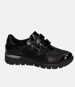 Waldlaufer Fashionable Black Double Strap Sneakers