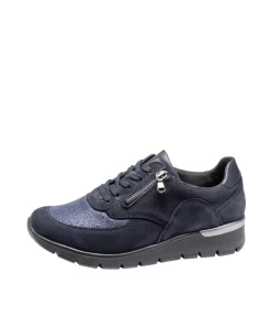 Waldlaufer Fashionable Wide Fit Navy Combi Sneakers